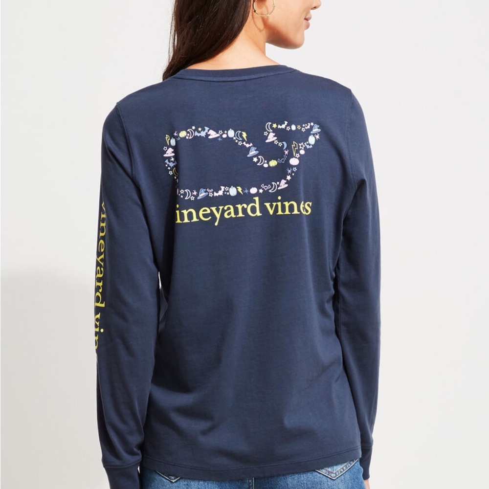 Vineyard Vines Halloween Whale Long Sleeve Tee Women’s Small Navy